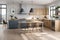 Digitally generated modern Scandinavian style domestic kitchen interior design.