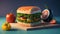 Digitally Illustrated 3D Renderings of a Vibrant Veggie Sandwich featuring Tomato, Broccoli, Carrot, and Freshly Baked Bread