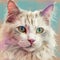 Digitally illustrated headshot of a long haired cat. Created using ai generative.