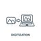 Digitization icon. Line simple Industry 4.0 icon for templates, web design and infographics