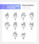 Digits in American sign language pixel perfect linear icons set