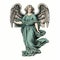 Dignified Angel With Wings: Historical Illustration In Teal And Green