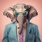 Dignified Elephant With Sunglasses Wearing Suit And Tie In Oliver Wetter Style