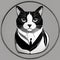A dignified portrait of a tuxedo cat with a distinguished black-and-white coat1