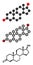 Dihydrotestosterone (DHT, androstanolone, stanolone) hormone molecule