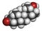 Dihydrotestosterone DHT, androstanolone, stanolone hormone molecule. 3D rendering. Atoms are represented as spheres with.