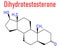 Dihydrotestosterone or DHT, androstanolone, stanolone hormone molecule. Skeletal formula.