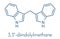 Diindolylmethane 3,3`-DIM, DIM molecule. Derivative of indole-3-carbinol, found in broccoli, cabbage, kale, etc. May have cance