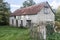 Dilapidated facade crumbling house