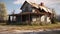 A dilapidated house with lost paint and a faded facade