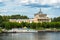 Dilapidated monument of the Stalinist Empire style. Tver river station on the Volga river a few days before the crash. Russia.