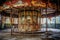 dilapidated old carousel with chipped paint and rust