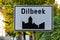 Dilbeek, Flemish Brabant Region, Belgium, Sign of the Dilbeek municipality with a nature background