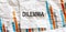 DILEMMA word text on the white memo note crupled sticker on chart background