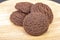 Dilicious chocolate cookies on woogen plate