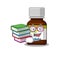 A diligent student in antibiotic bottle mascot design concept read many books
