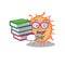 A diligent student in bacteria endospore mascot design concept with books