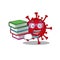 A diligent student in betacoronavirus mascot design with book