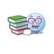 A diligent student in blue moon mascot design concept with books