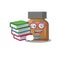A diligent student in bottle vitamin b mascot design concept read many books