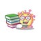 A diligent student in coronaviridae virus mascot design with book