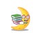 A diligent student in crescent moon mascot design concept with books