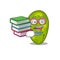 A diligent student in cyanobacteria mascot design concept with books