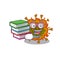 A diligent student in duvinacovirus mascot design with book