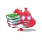 A diligent student in heart mascot design concept with books