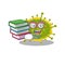 A diligent student in insthoviricetes mascot design concept with books