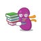 A diligent student in kidney mascot design concept read many books