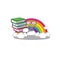 A diligent student in rainbow mascot design concept with books