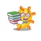 A diligent student in vibrio mascot design concept with books