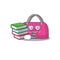 A diligent student in woman sport bag mascot design concept read many books