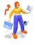 Diligent worker - modern colorful 3D style illustration