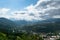 Dilijan town aerial view and tourists., Dilijan, Armenia