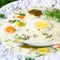 Dill soup with potato, fresh dill and egg