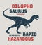 Dilophosaurus t-shirt design, print, typography, label.