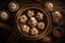 Dim Sum Dumplings, Steamed Chinese Buns, Dumplings Jiaozi, Dimsum, Momo Abstract Generative AI Illustration