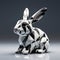 Dimensional Polygonal Black And White Bunny Abstract Vray Tracing Sculpture