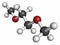 Dimethoxyethane (glyme, monoglyme, dimethyl glycol, DME) molecule. Atoms are represented as spheres with conventional color coding