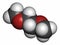 Dimethoxyethane (glyme, monoglyme, dimethyl glycol, DME) molecule. Atoms are represented as spheres with conventional color coding