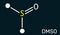 Dimethyl sulfoxide, DMSO, C2H6OS molecule. It is an organosulfur compound, polar aprotic solvent. Skeletal chemical formula