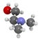Dimethylaminoethanol (dimethylethanolamine, DMEA, DMAE) molecule. 3D rendering.  May have beneficial effects on health, including