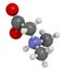 Dimethylglycine (DMG) molecule. 3D rendering.  Methylated derivative of glycine, used in performance enhancing nutritional