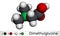 Dimethylglycine, DMG, N,N-dimethylglycine molecule. It is derivative of the amino acid glycine. Molecular model. 3D