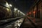 dimly lit abandoned subway station platform