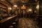 A dimly lit bar with a checkered floor, creating a cozy and nostalgic atmosphere, A 1920s Chicago speakeasy during prohibition, AI