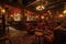 A dimly lit bar featuring comfortable leather chairs and a stylish rug, A 1920s Chicago speakeasy during prohibition, AI Generated