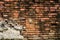 dimly lit old brick wall texture blackground.